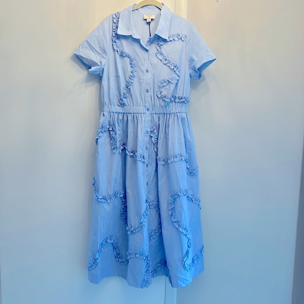 Kate Spade Blue Striped Ruffle Dress